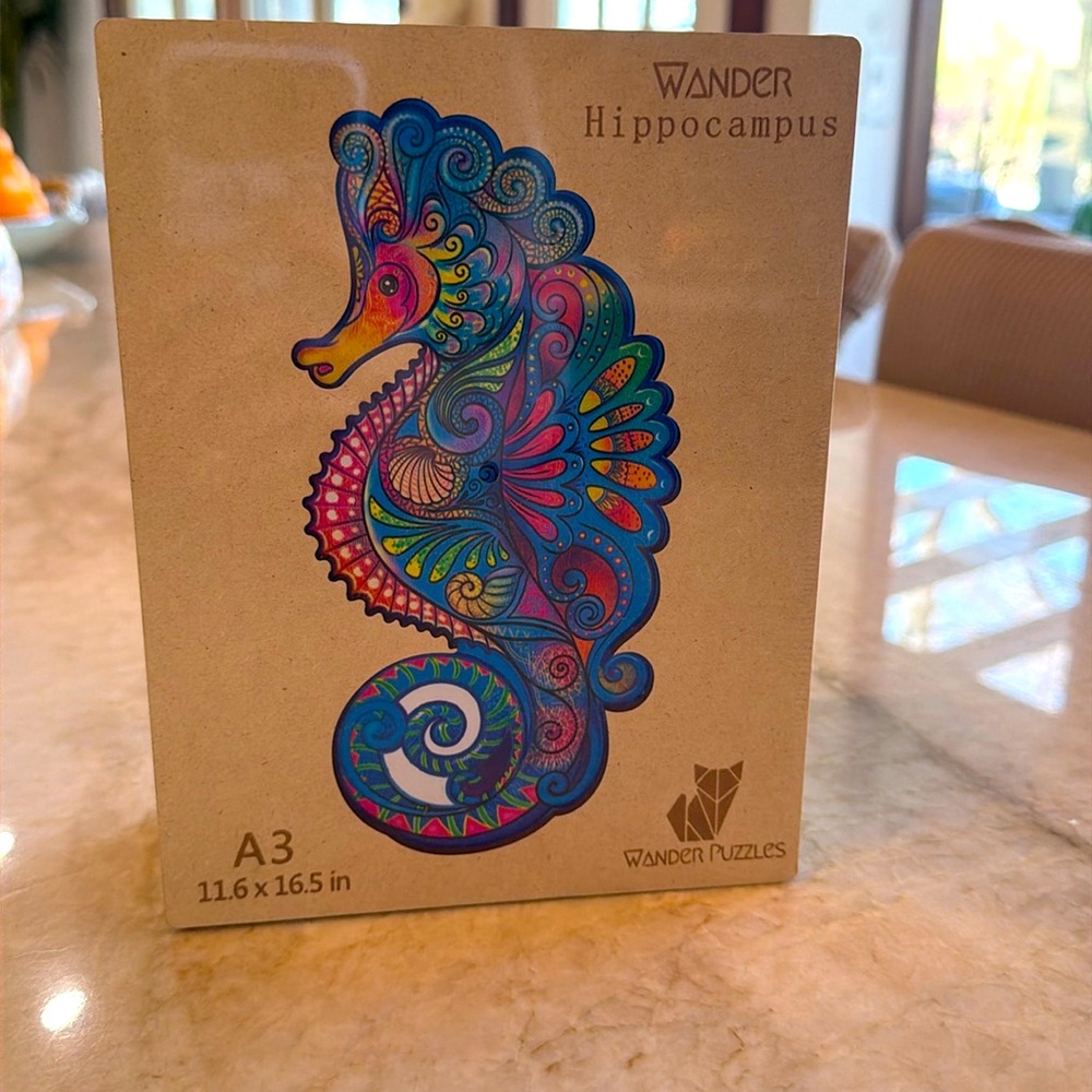 New In Box Seahorse Wooden Jigsaw 3D Puzzle